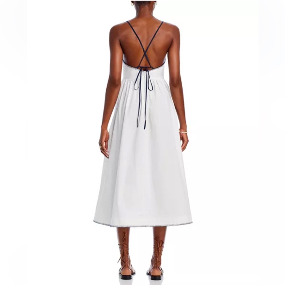 Ciao Lucia White Midi Dress with Navy Embroidered Bodice - Picture 12 of 16